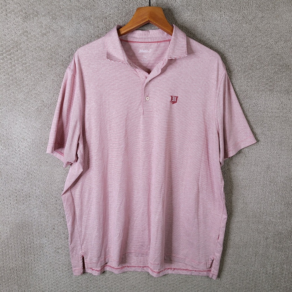 Johnnie O Shirt Mens XL Red White Striped Polo Golf‎ Casual Short Sleeve Stretch